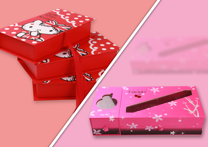 Flip ribbon coated paper book type gift box