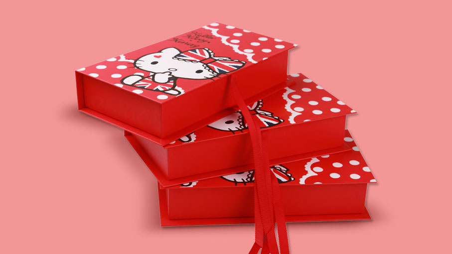 Flip ribbon coated paper book type gift box